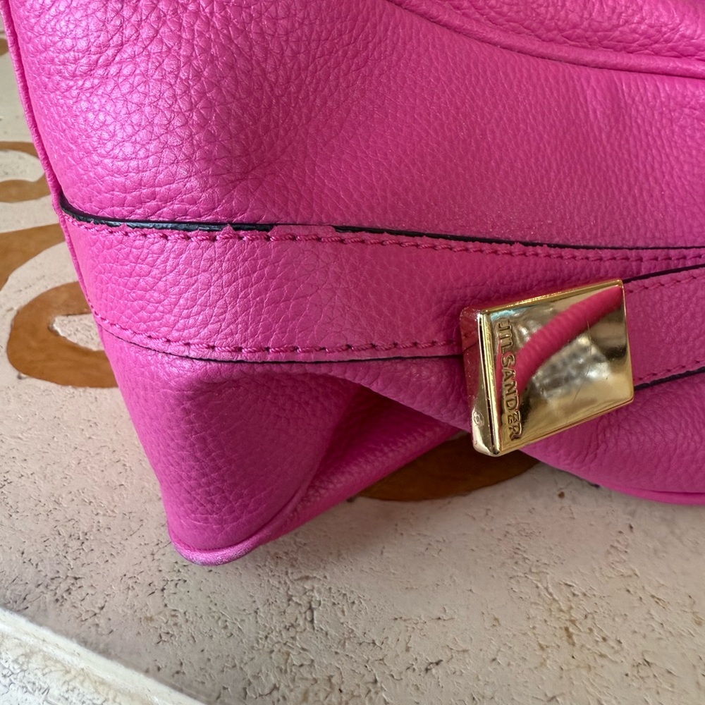 Jil Sander Barbie Pink leather hand bag gold accents - Picture 14 of 15